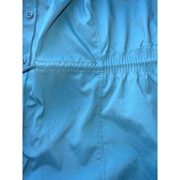 Athleta Levitate Poplin Tank Womens 1X Teal Sleeveless Lightweight Drawstring - Picture 4 of 8